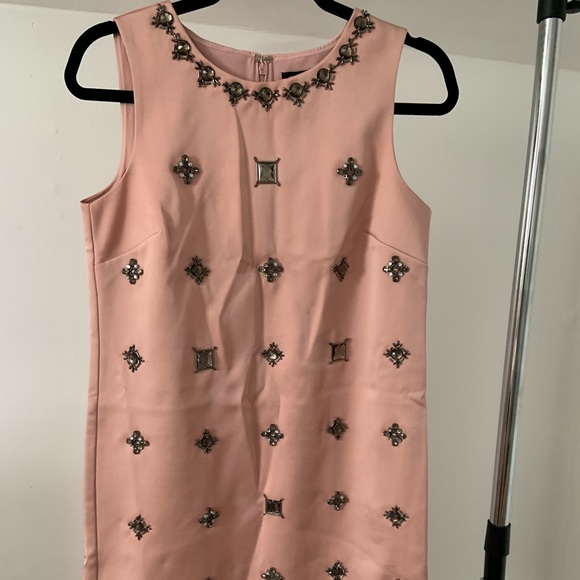 Ann Taylor Sandstone Pink Jeweled Shift Dress Size 4R NWT - Picture 5 of 5